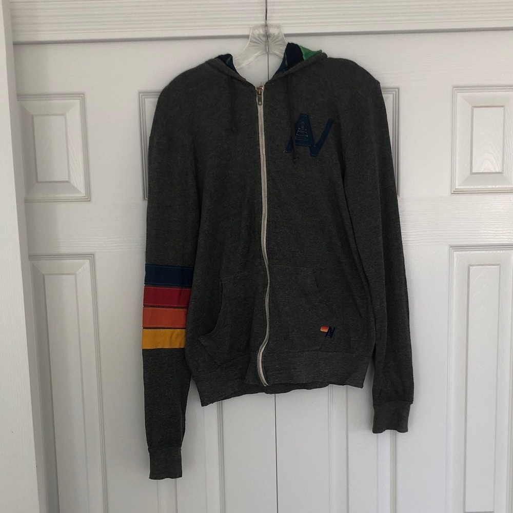 Women’s Gray Sweatshirt with Multicolor Stripes
